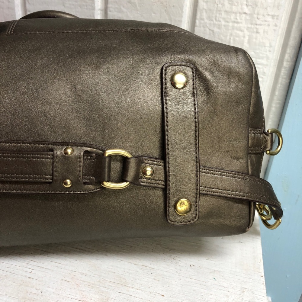 Coach Metallic Bronze Ashley Satchel Handbag Purse Shoulder Strap F15447 - Picture 9 of 16